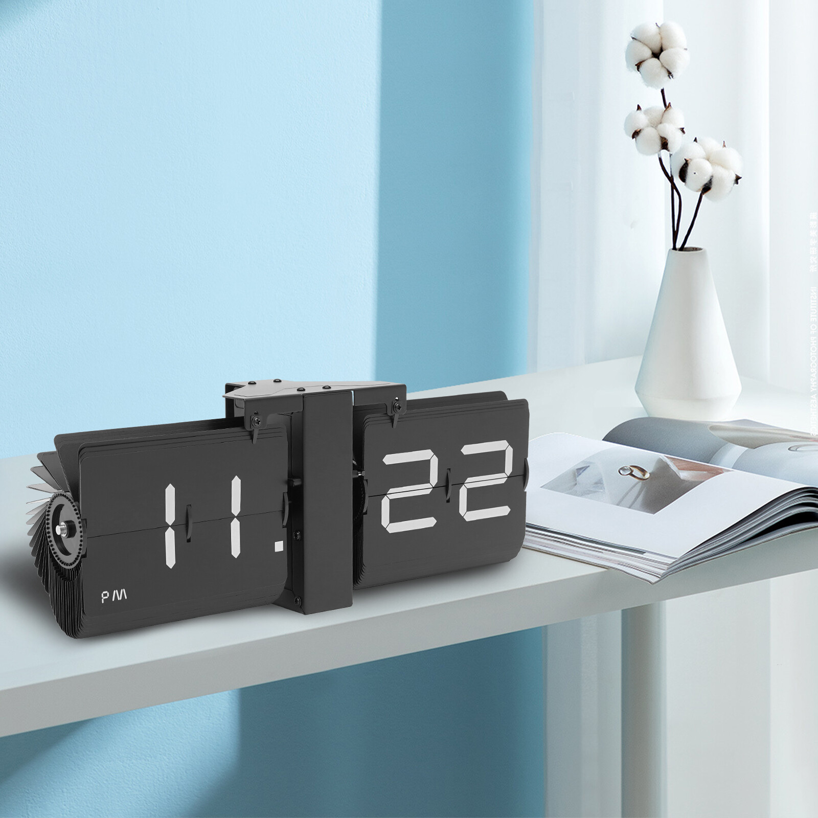 Electrical Digital Flip Clock Gray Flipping Out Wall and Tabletop Flip Clock