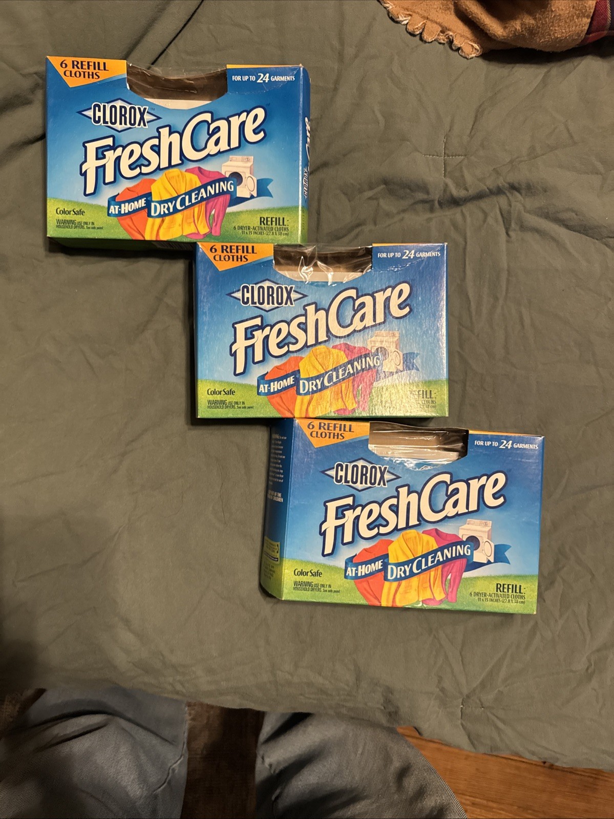 Lot Of 3 Boxes Clorox Fresh Care 6 Refill Cloths 11” X 15” Up To 24 Garments