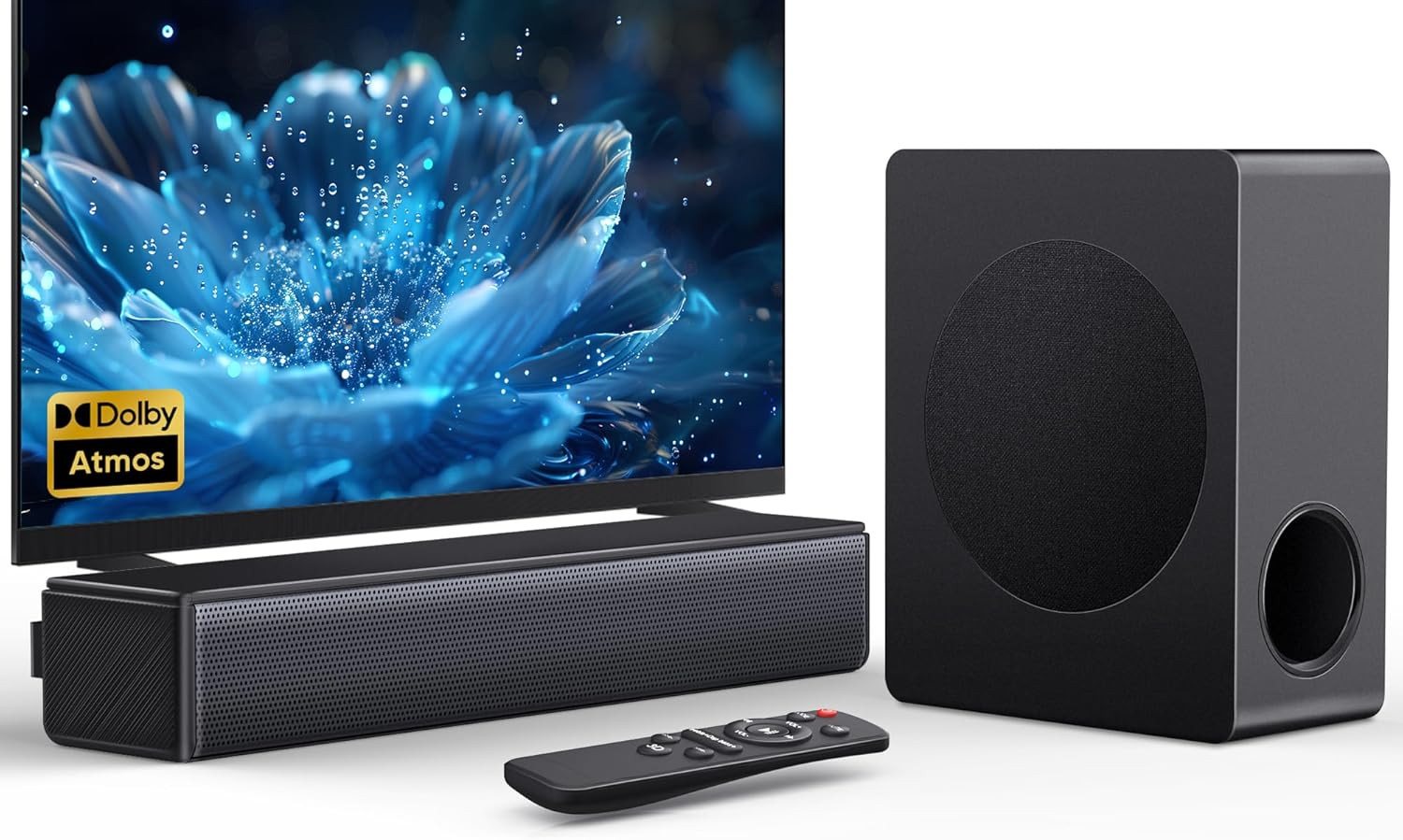 Sound Bar with Subwoofer, 200W 2.1 Ch Soundbar W/Dolby Atmos Surround Sound Syst