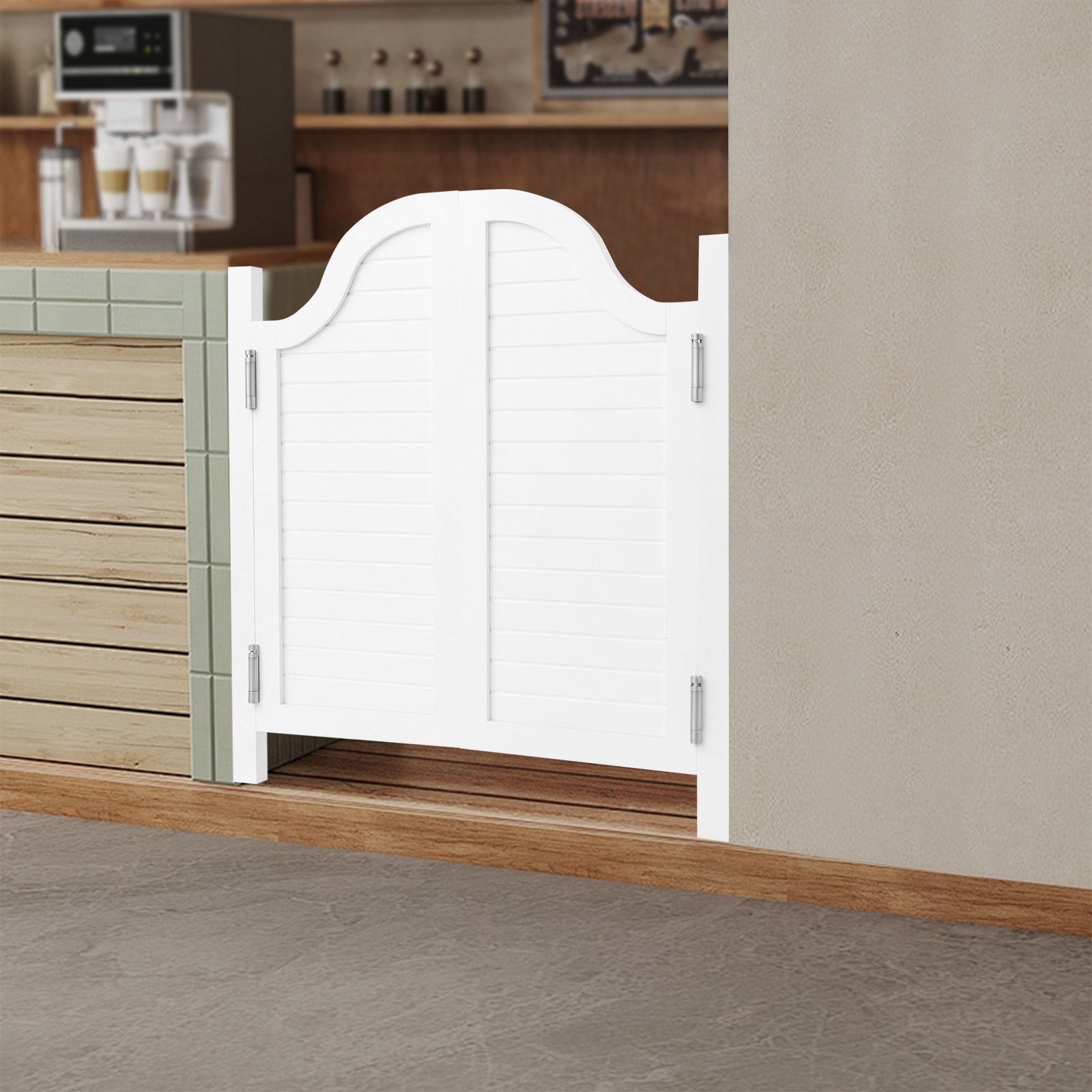90 �� 90 cm White Painted Pine Folding Partition Door 2-Panel 180�� Hinges