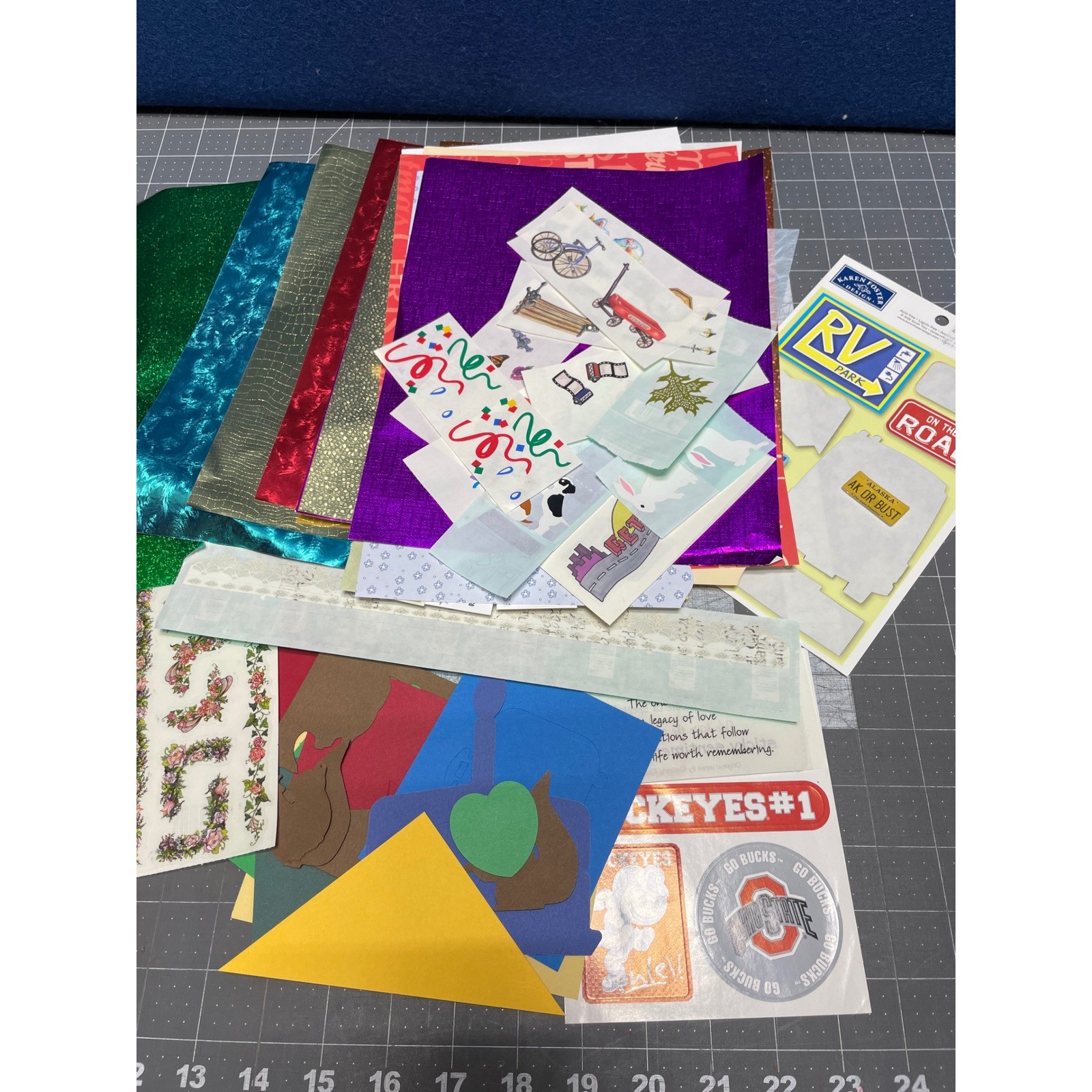 Scrapbook Supply Lot Foster RV Park Ohio State Buckeyes Metallic Paper 8.5x11