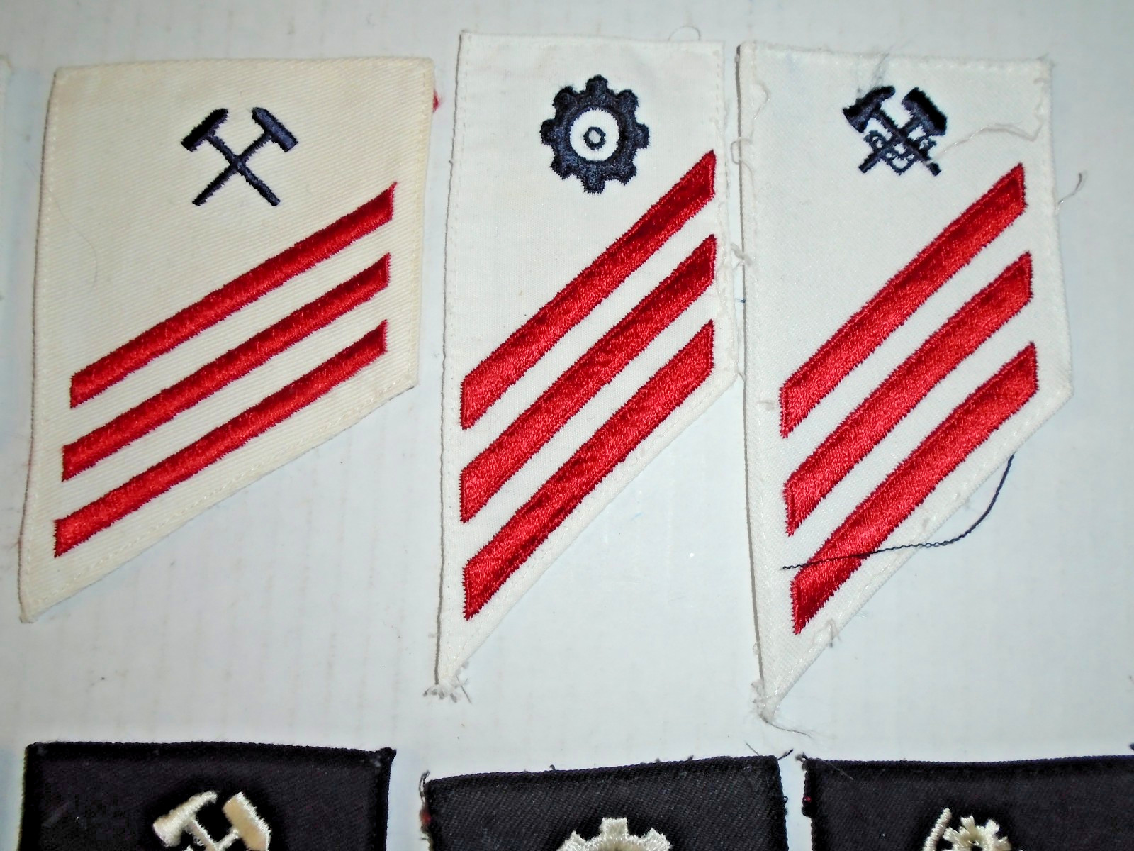 Lot of 10 Vintage US Navy Fireman Sleeve Stripes Patches E-3 Engineering Red