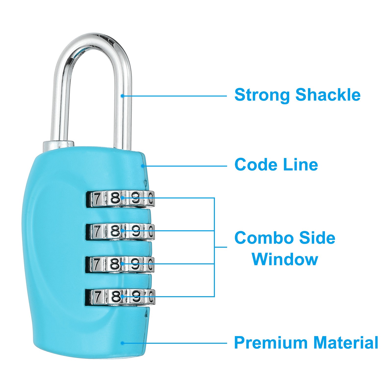 Combination Lock, 4 Digit Outdoor Padlock Waterproof Locker Lock, Blue