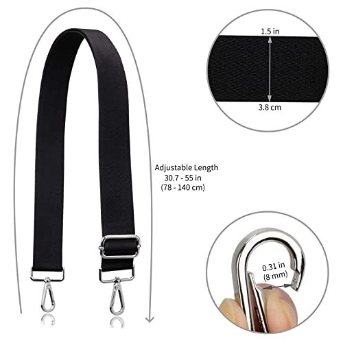 Allzedream Thick Purse Strap Wide Adjustable Black-gun Black Hardware