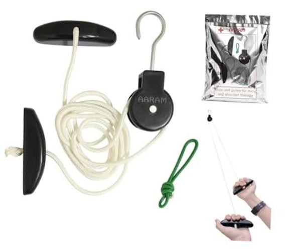 Pulley with Rope and Door Strap, Easy to Use Exercise Equipment Black & White