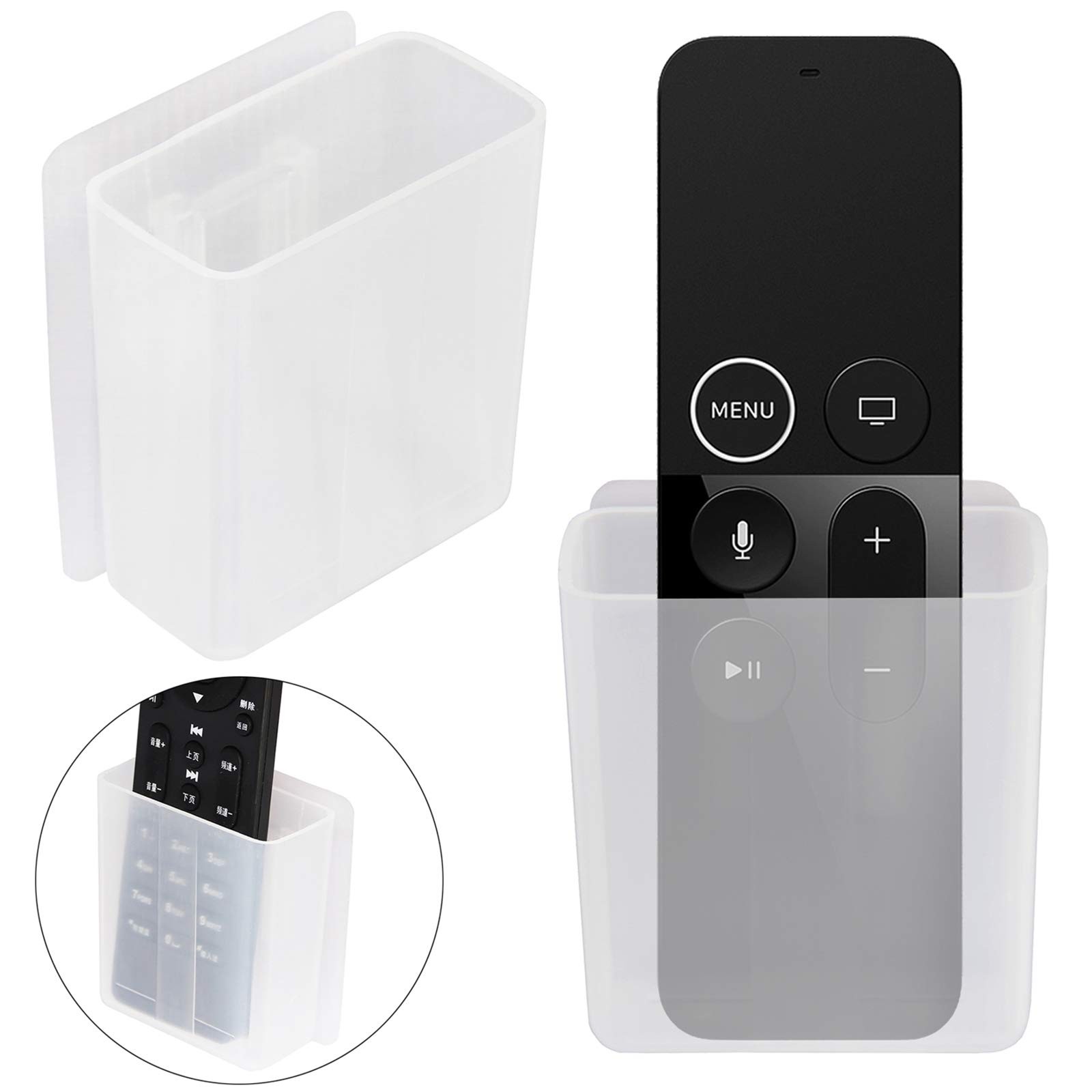 2 Pack Universal Remote Control Holder 7x6x3cm, Wall Mount Media Organizer Se...