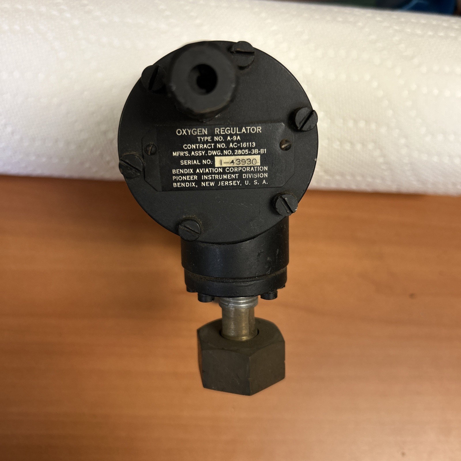 Bendix Oxygen Flow Regulator Type A-9A