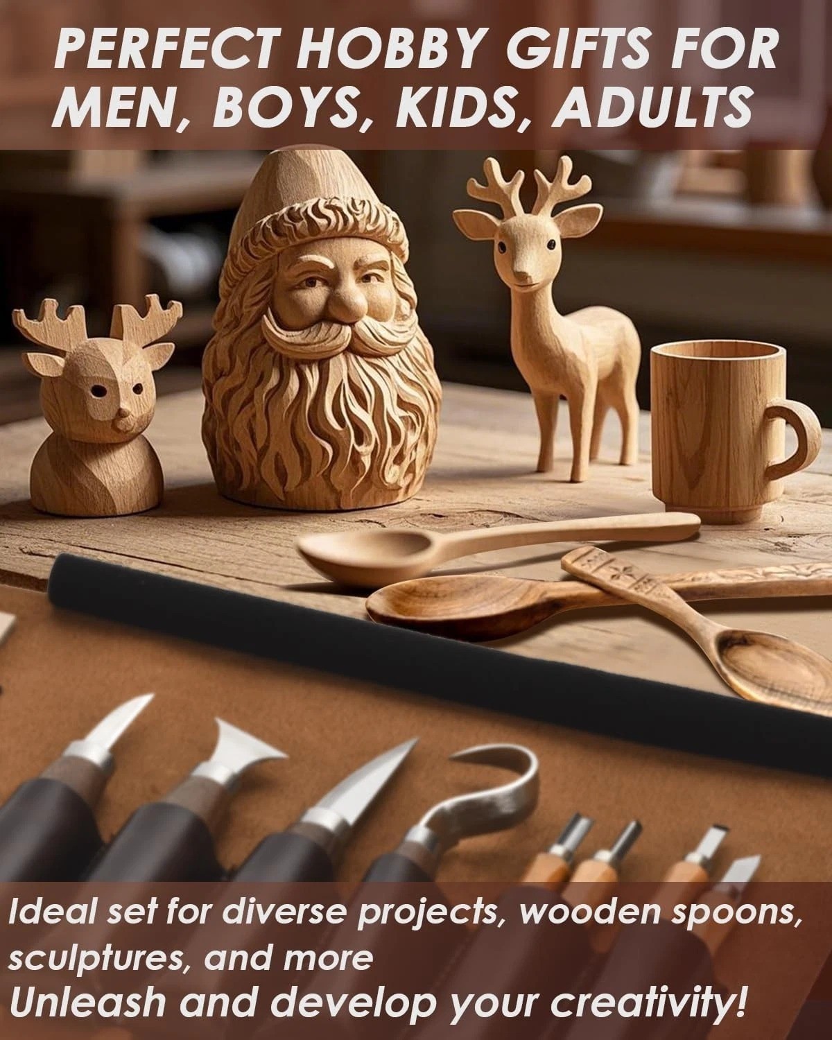 Wood Carving Kit Whittling Kit: Deluxe Tools Set with Leather...