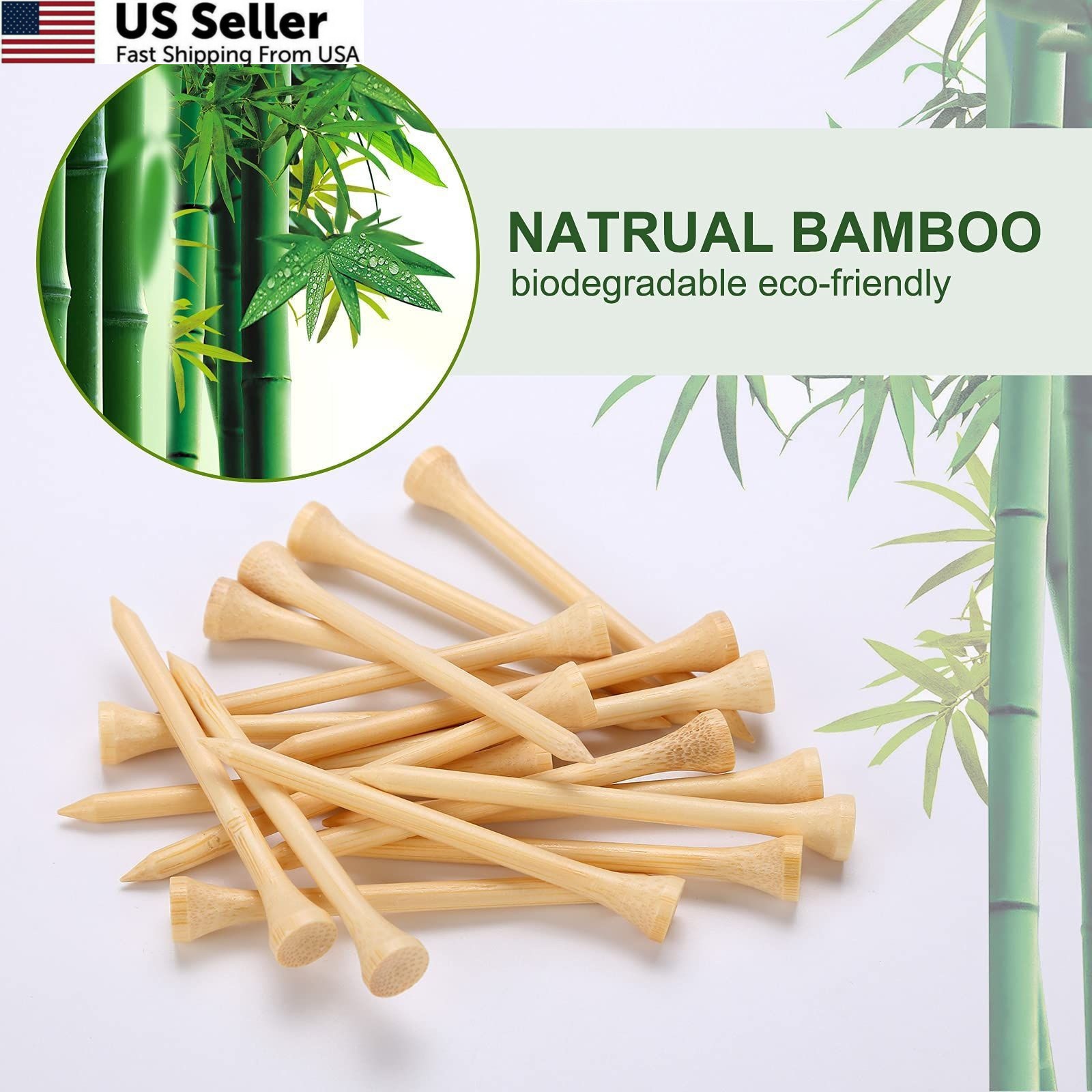 GFGL Golf Tees Durable Bamboo 100Pcs 3-1/4" Friendly Primary