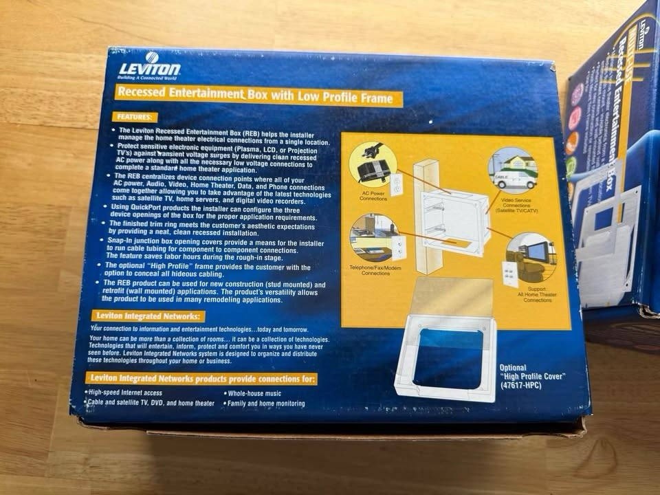 Leviton Recessed Entertainment Boxes, Covers, Posts For 5.1 Setup
