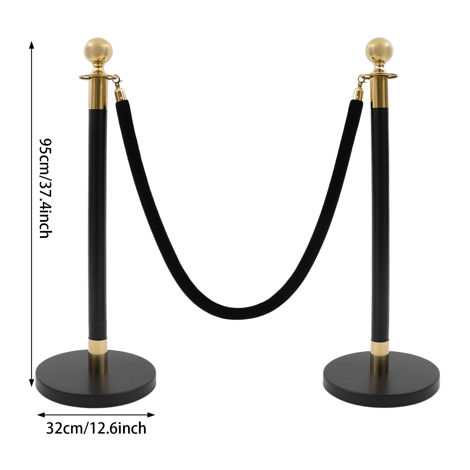 Heavy-Duty Stainless Steel Barrier Post Kit 6 Posts & 3 Ropes for Crowd Control