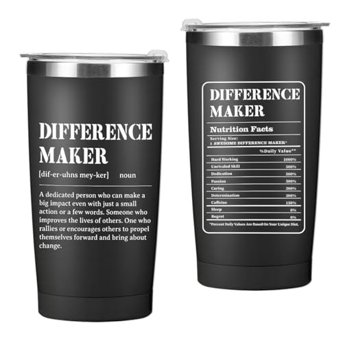 Difference Maker Gift Tumbler Thank You Gifts Water 20oz Black Difference Maker