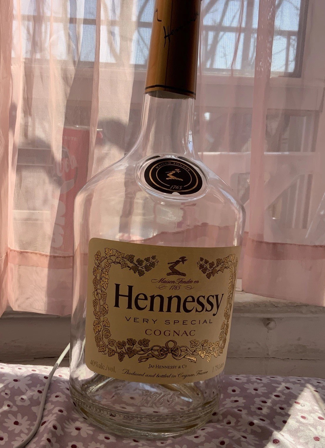 Hennessy VSOP 1.75 Liter Empty Bottle with Cork Stopper Excellent Condition