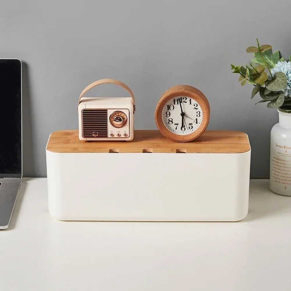 Cable Management Box Wire organizer Hide Power Strip & Cords Desk Storage Box