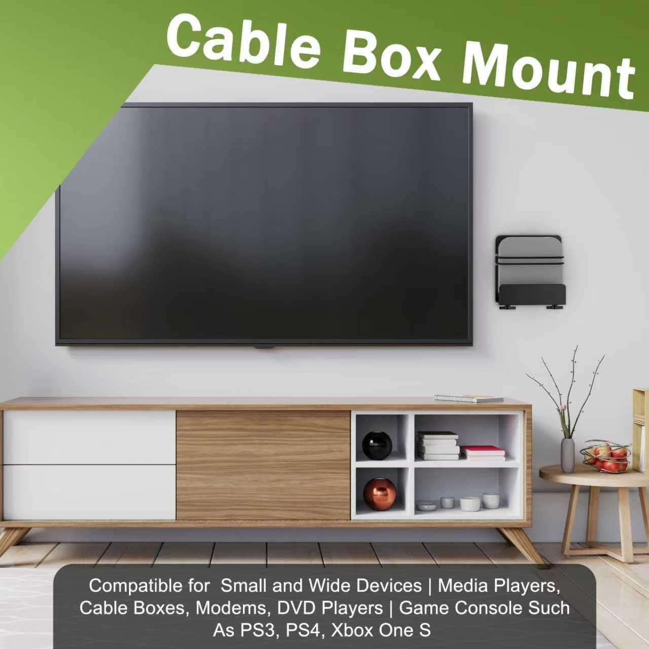Cable Box Modem Wall Mount Adjustable For Small Wide Device Media DVD 2 PCS