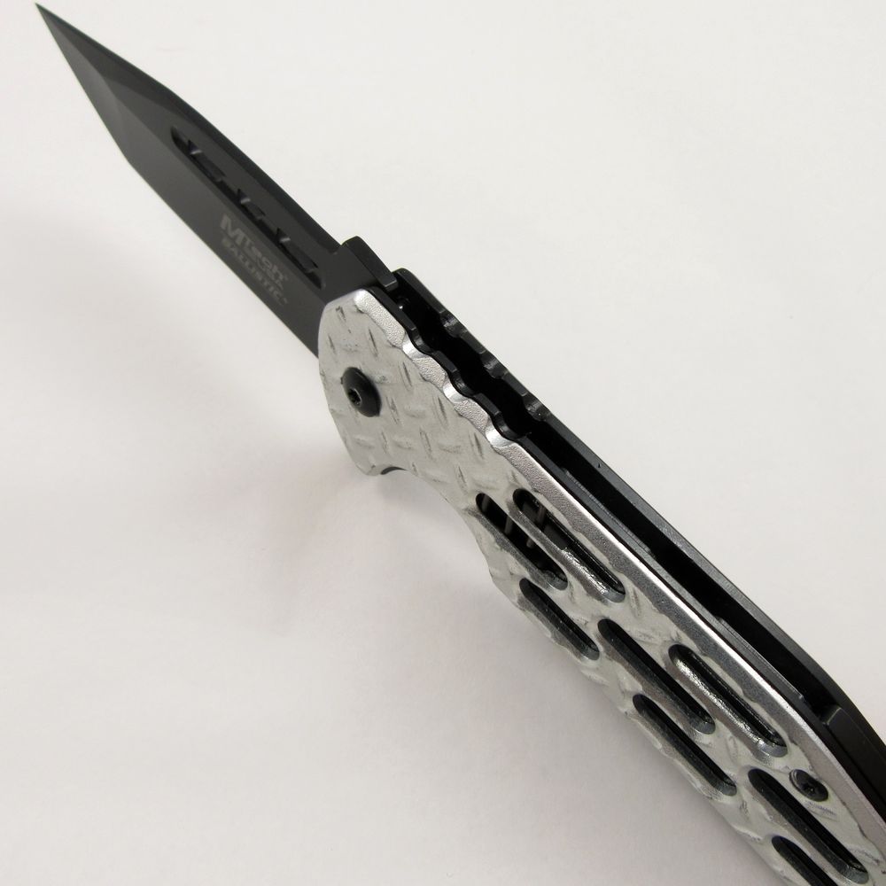 SPRING-ASSIST FOLDING POCKET KNIFE Mtech Silver Diamond Tread Tactical Tanto