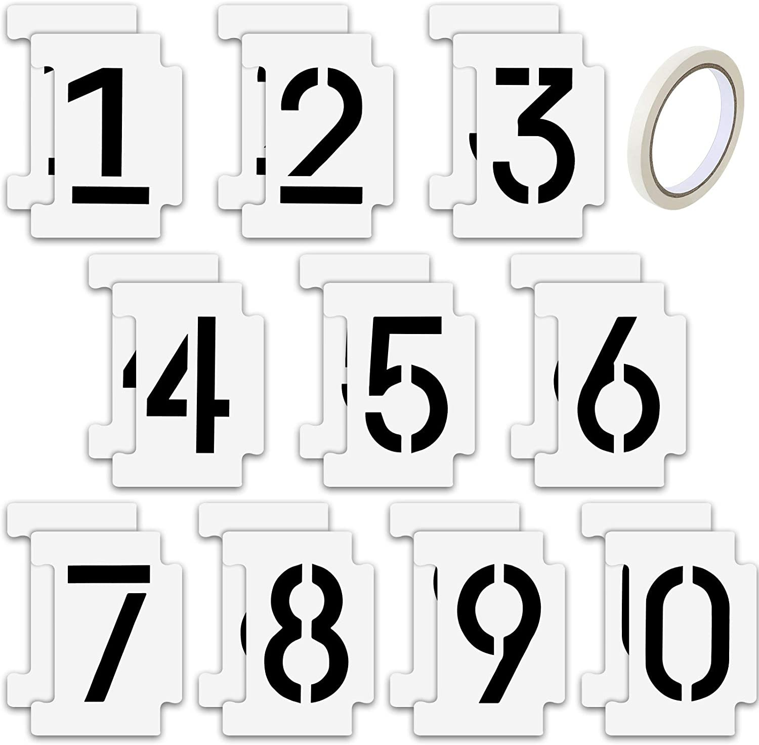 Number Stencils 4 Inch Curb Stencil Kit for Address Mailbox Painting Masking Tap