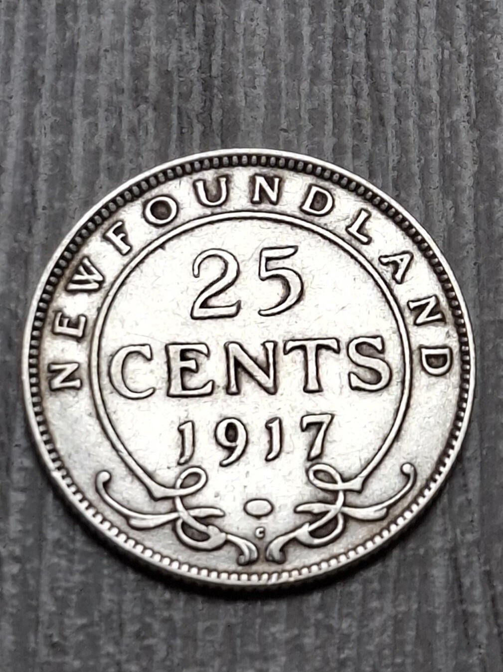 1917 Newfoundland 25 Cents Silver Coin