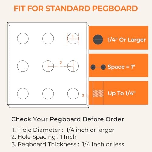 6" Pegboard Shelf Hooks, 8 Pack Black Pegboard Shelf Brackets Hooks, 6 Inch