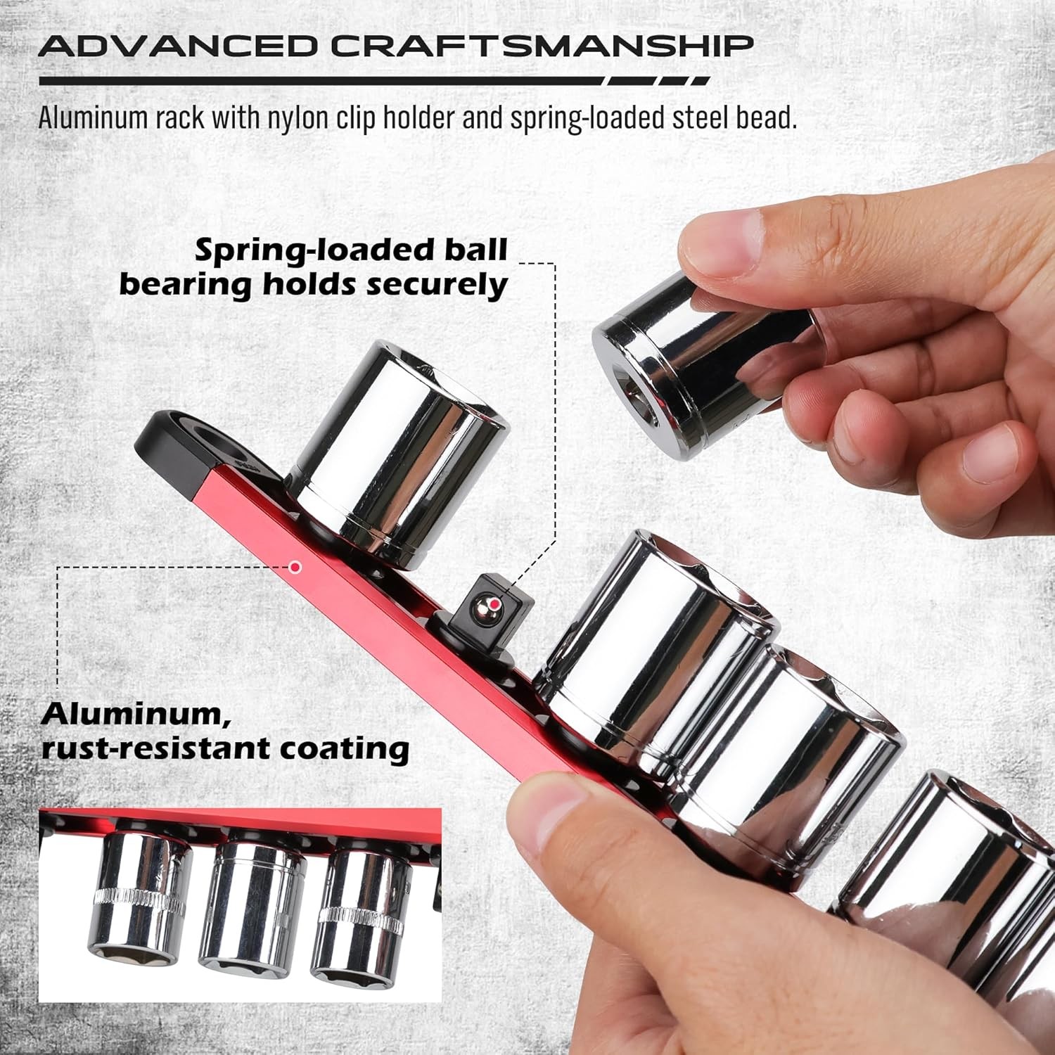9-Piece Magnetic Socket Holder Organizer Set 1/4, 3/8, 1/2 Socket Trays for Gar