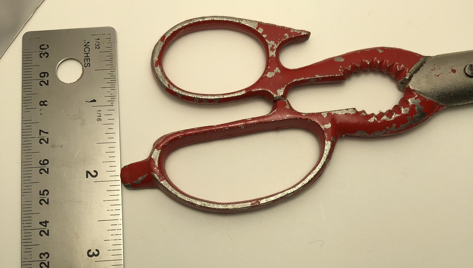Vintage Kitchen Utility Shears Red Handle Claw Bottle Opener Multipurpose