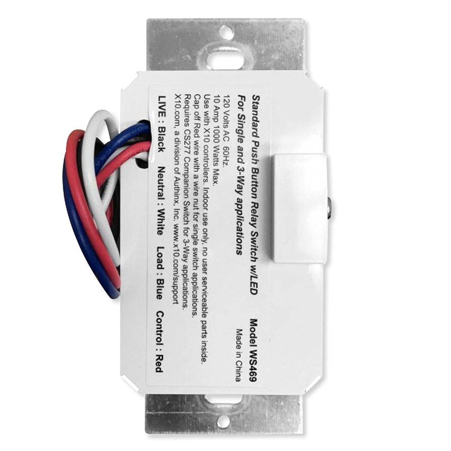 X10 WS469 Push Button Relay Wall Switch