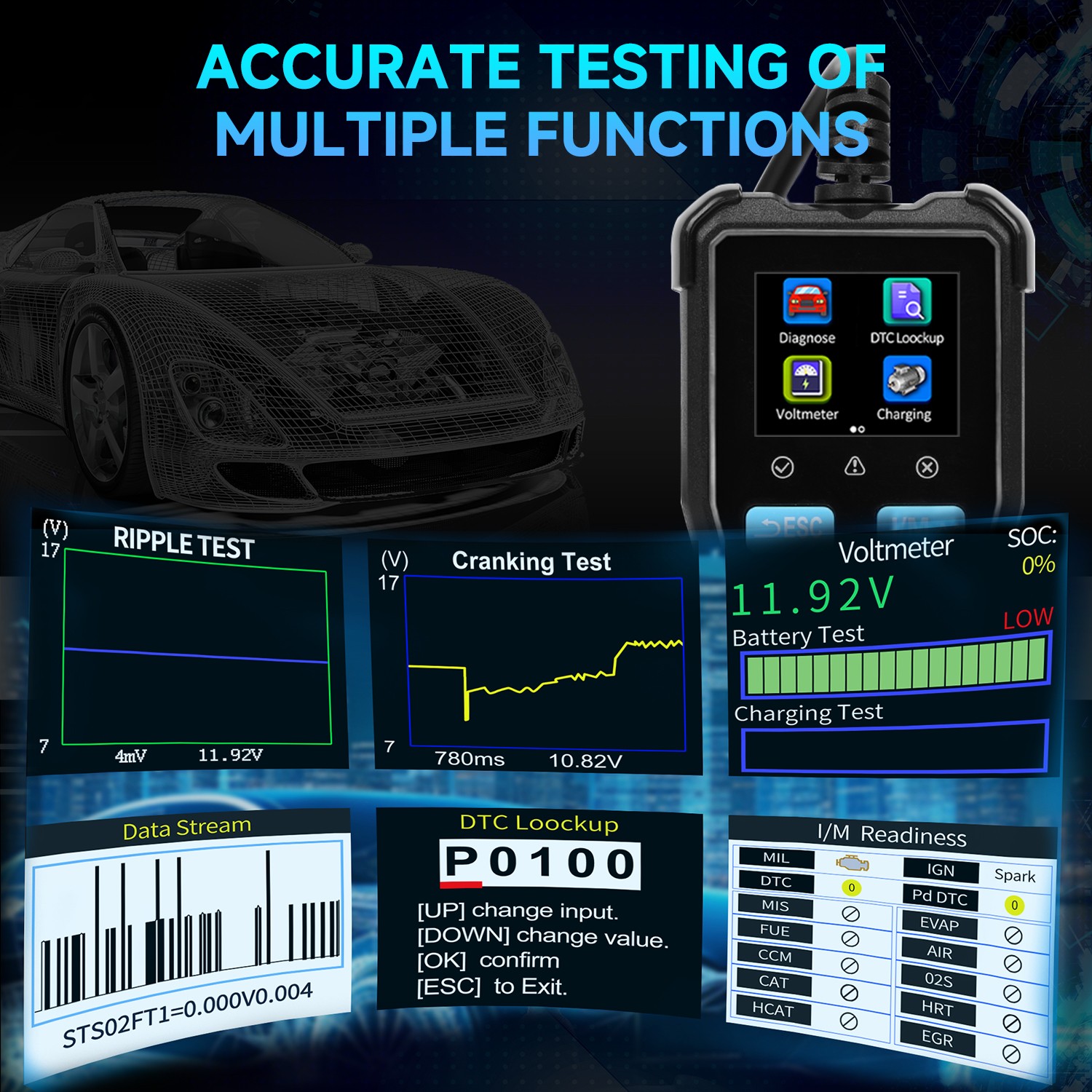 Universal AT100 Classic Enhanced OBD II Scanner Car Engine Fault Code Read NEW