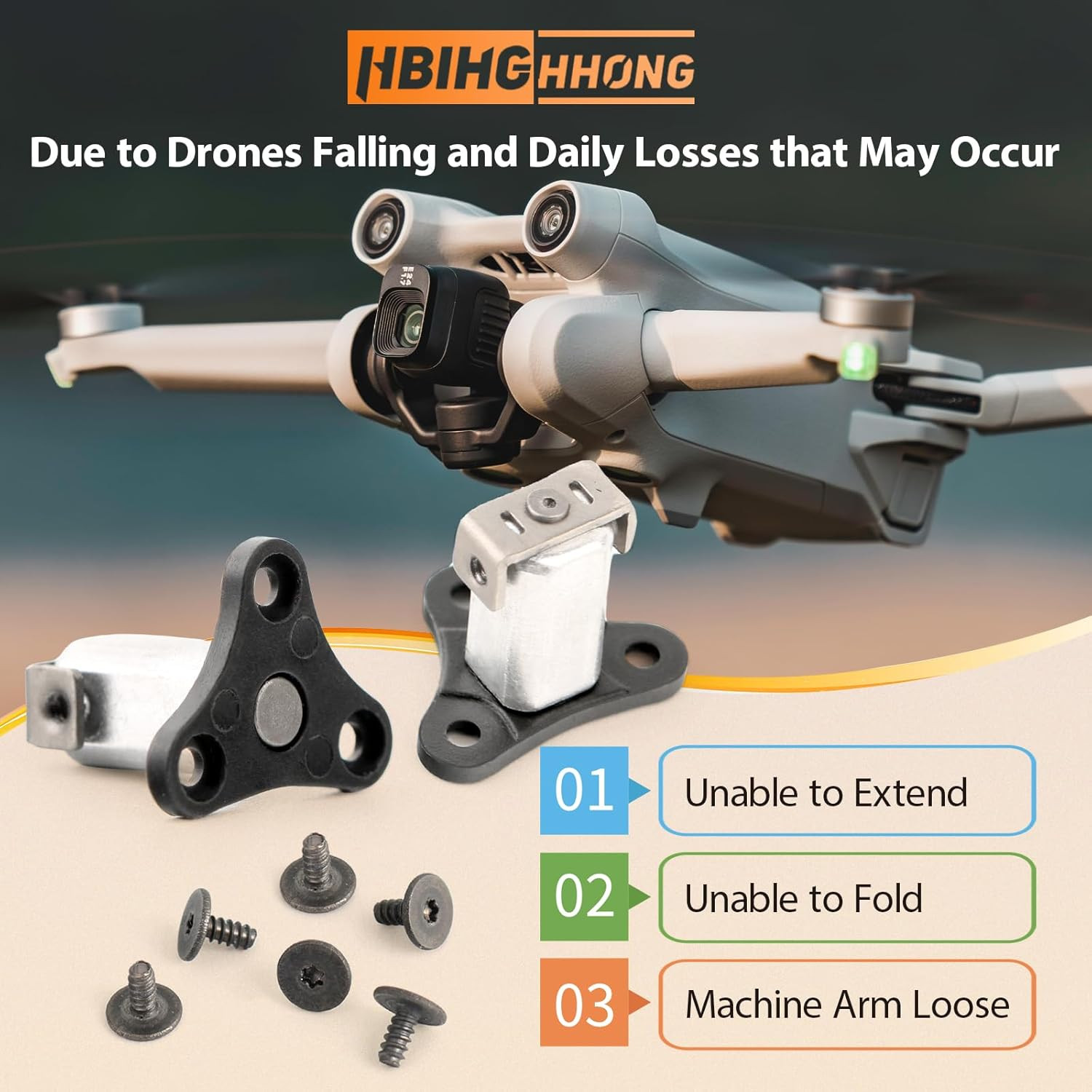 DJI Mini 3/Mini 3 Pro Front Arm Axis & Hinge Replacement Kit 2Pcs with Screws &