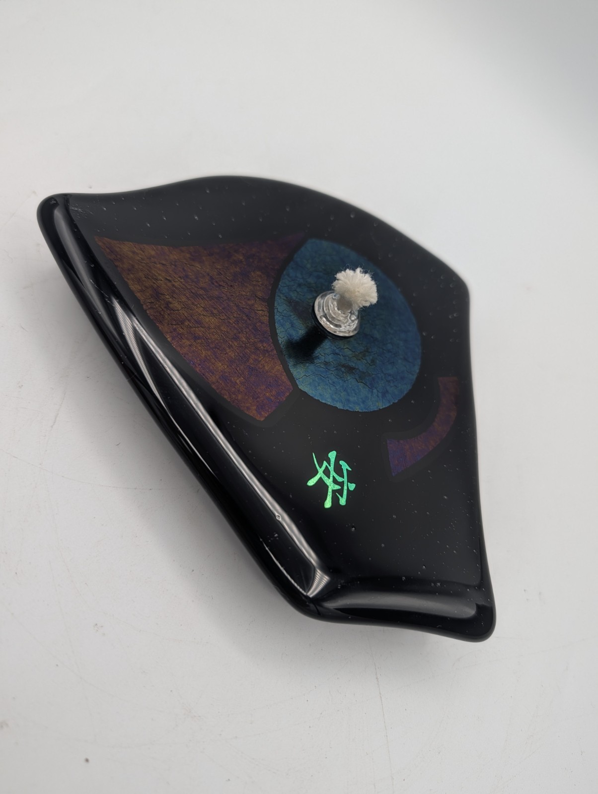 SHELLY SZEKELY HANDCRAFTED Abstract ART FORM FUSED DICHROIC GLASS Oil Candle