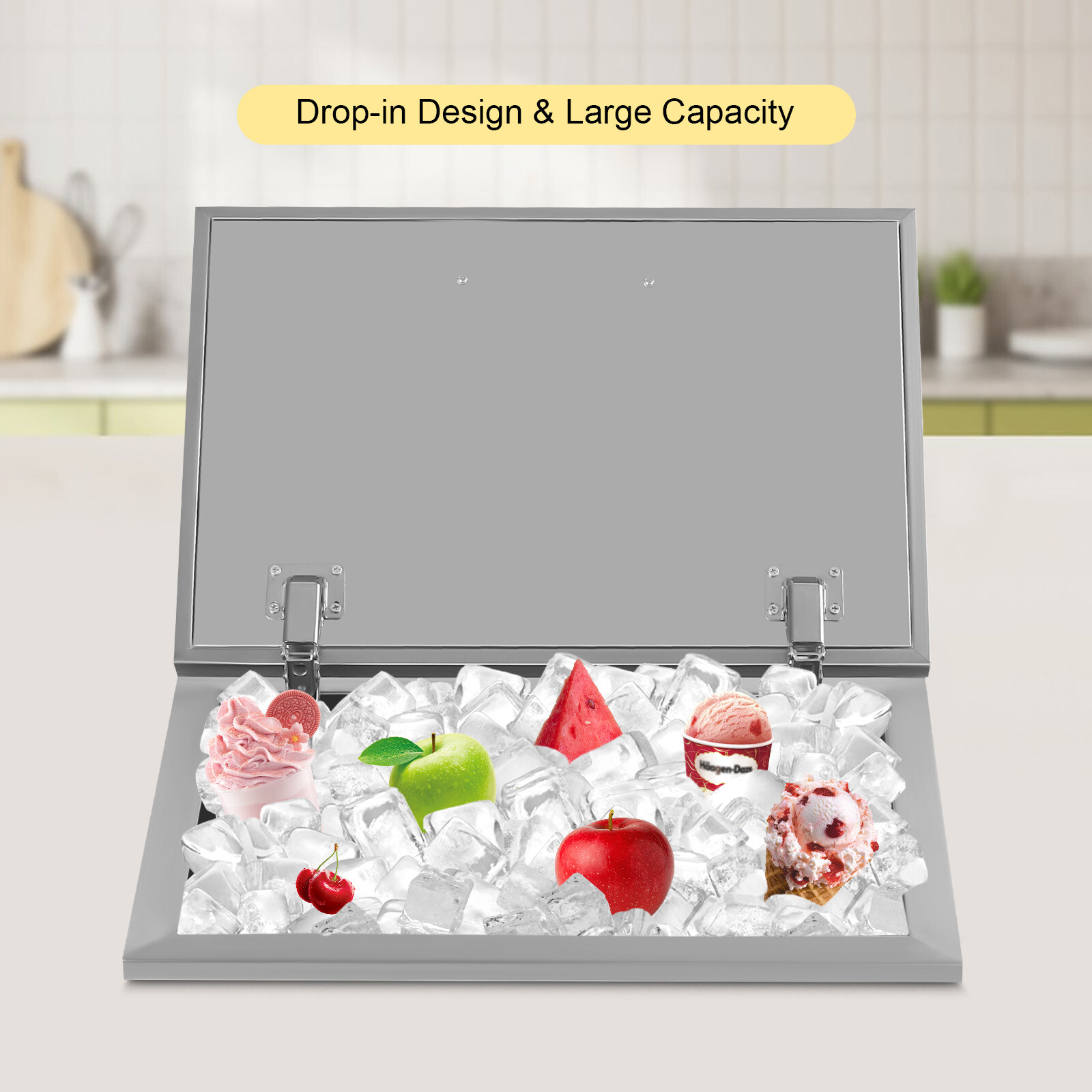 Dr20"x14"x13" Drop In Ice Chest Ice Cooler Ice Bin Stainless Steel With Cover~