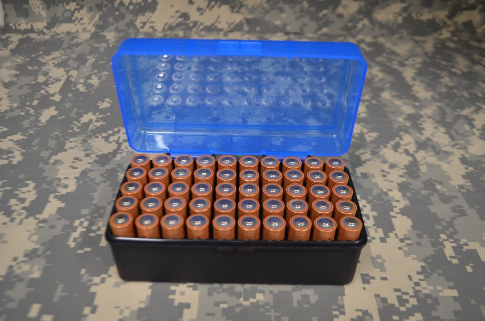 AA Battery Plastic Storage Box Bin Container HOLDS 50 BATTERIES !  (1) BLUE