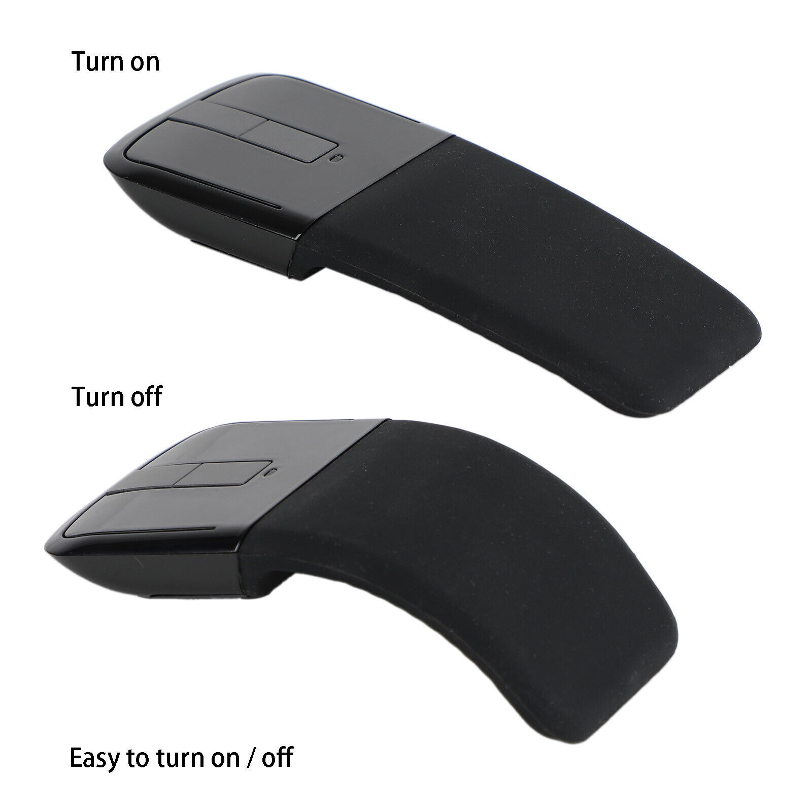 2.4GHz Foldable Arc Touch Wireless Mouse Optical Mice With USB Receiver Black