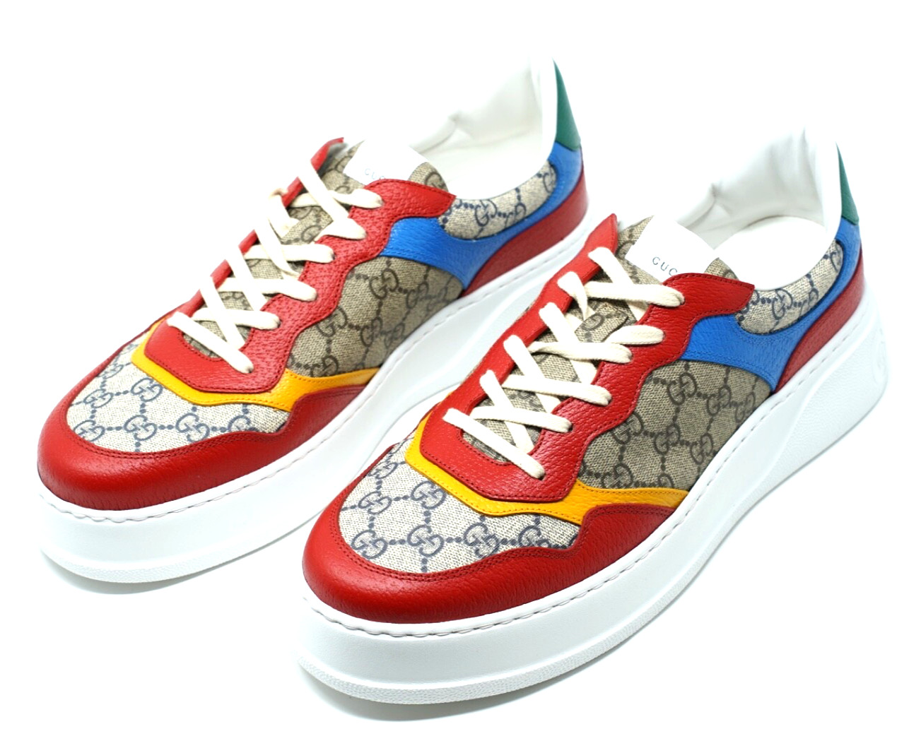 Gucci Mens Sneakers Shoes GG Trainers Red White Beige 726828 UK 13 US 13.5 909E