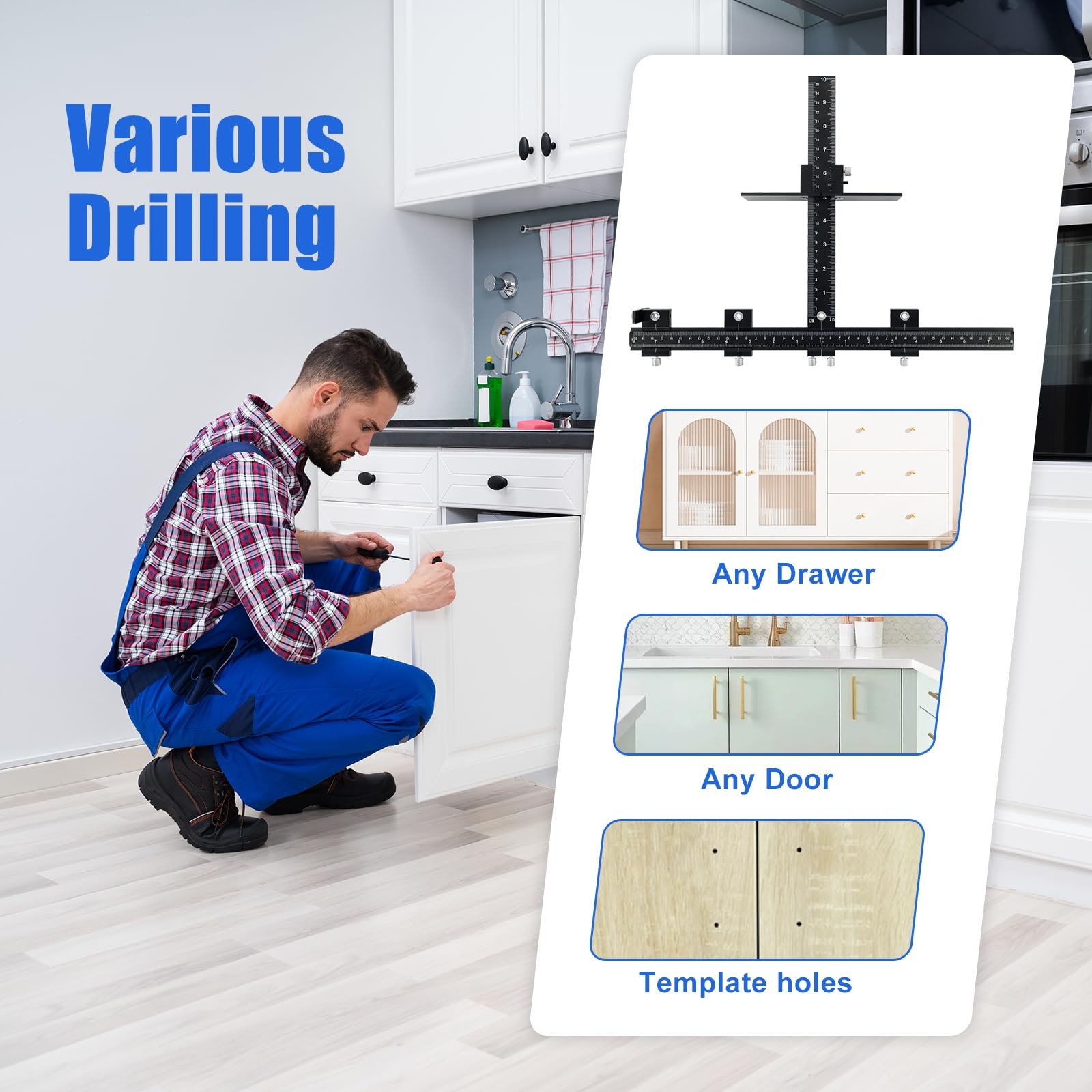 Aluminum Alloy Cabinet Hardware Jig For Handles Pulls Knobs Template Tool