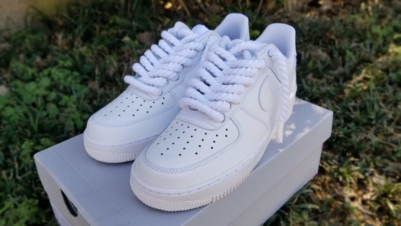Nike air force 1low Triple White Rope Lace Custom Size 10.5 men