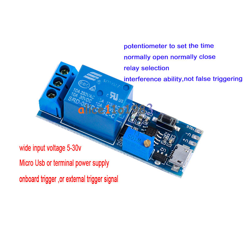 10PCS 5-30V Micro USB Power Trigger Delay relay Timer control switch module