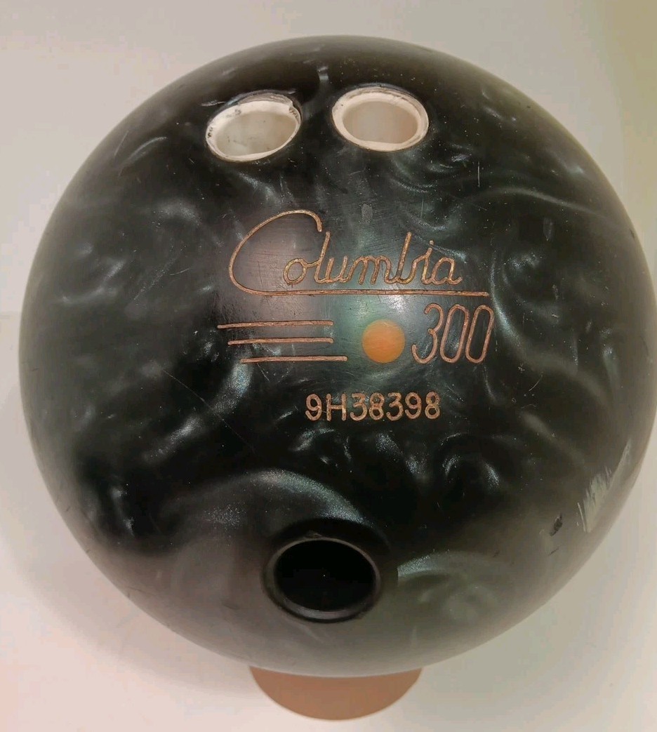 Columbia 300 Bowling Ball 15lb 13oz Black Silver Pearl Swirl Drilled Used USA