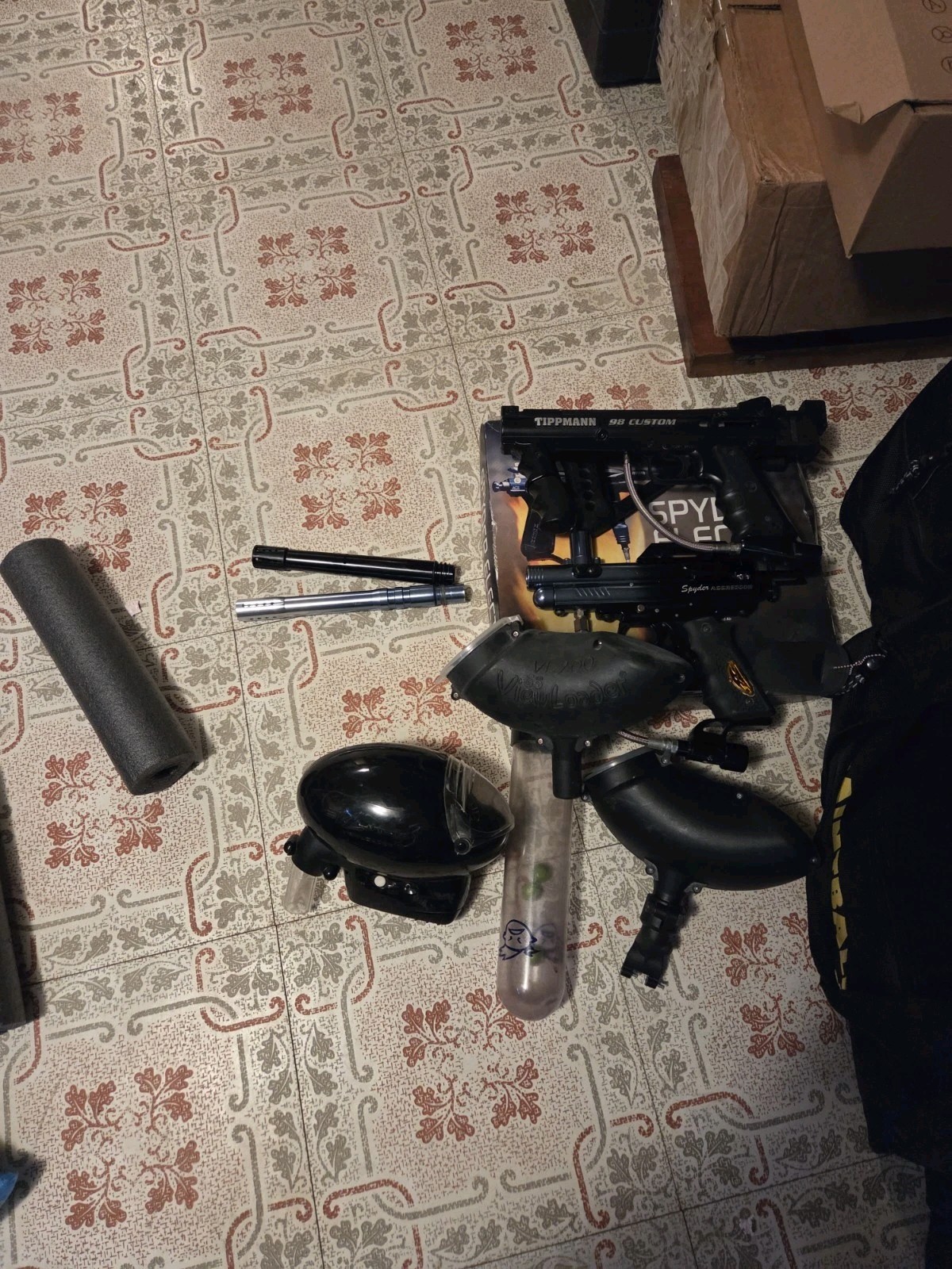 Tippmann 98 Custom Paintball Marker, 2 Spyders As Is Untested