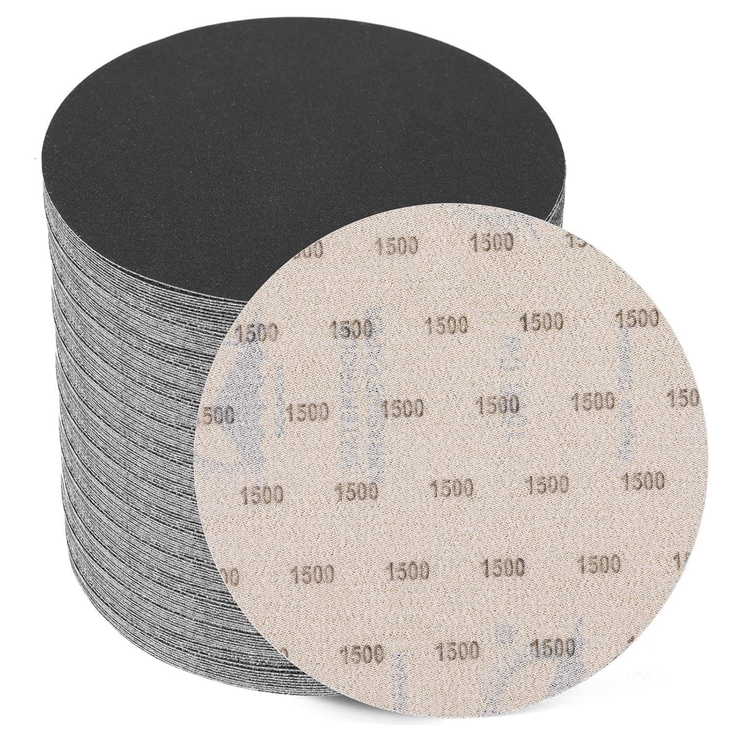 Discos Lija 6 Pulg 1500 Grit 25Pzs Seco Mojado Pulir Auto Metal Vidrio Madera