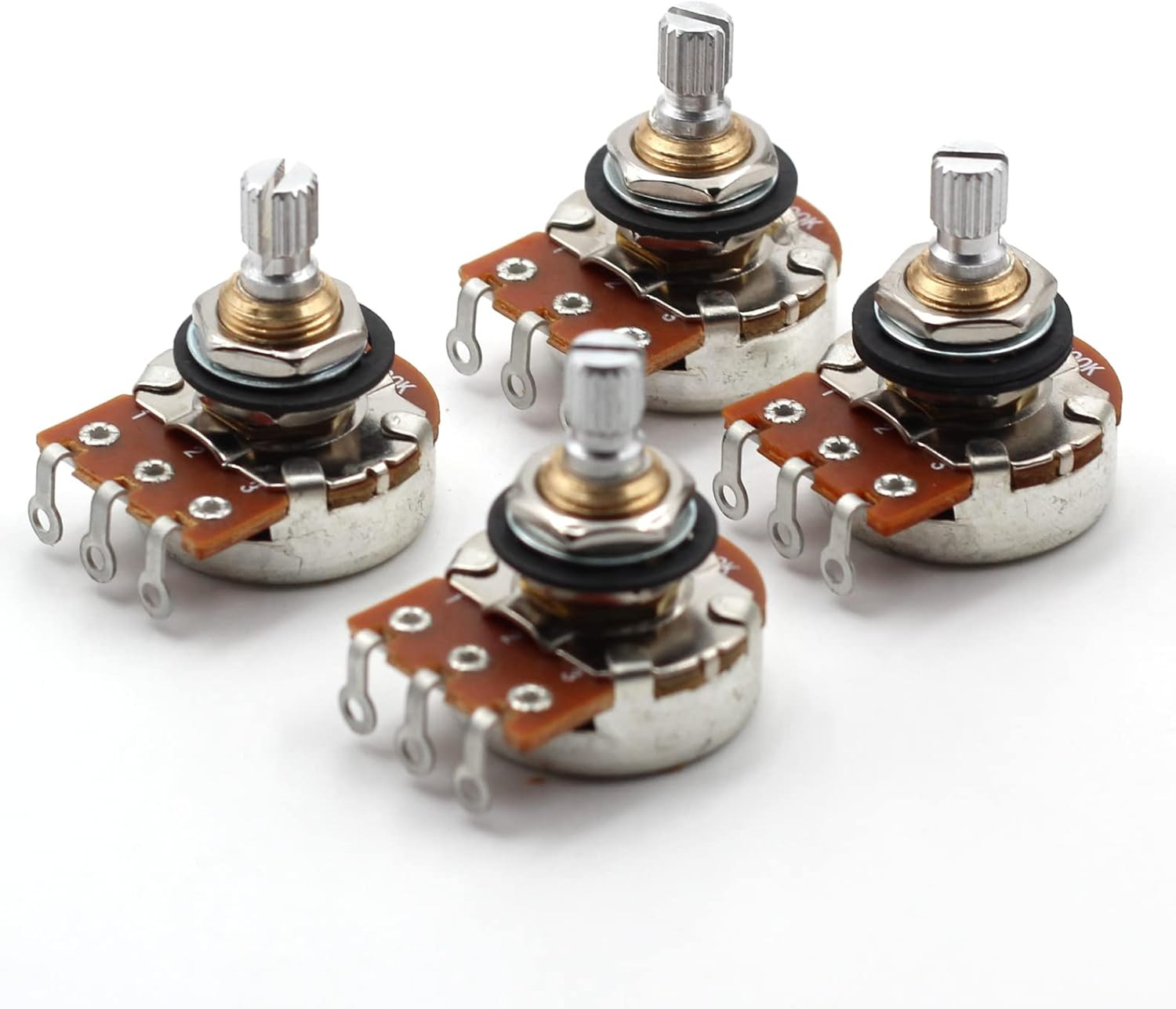 Set of Four (4X) Bourns 500K SHORT Split Shaft Audio Taper Low Friction Potentio