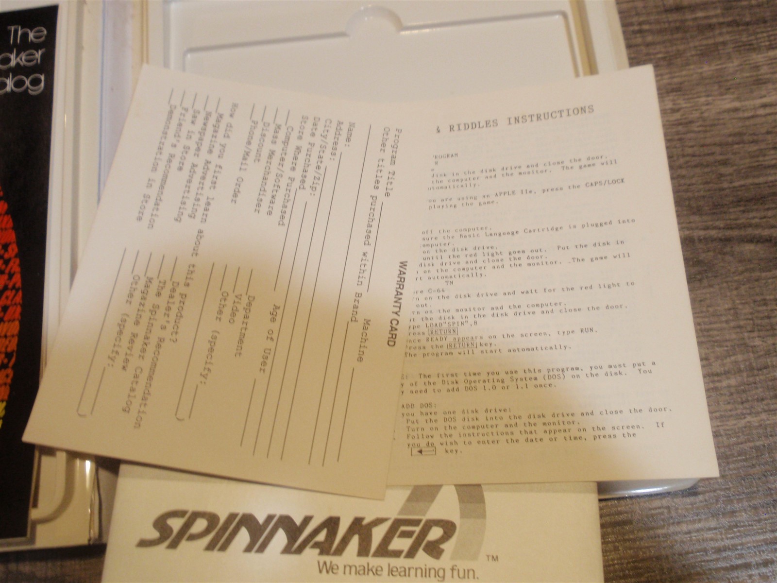 Rhymes & Riddles 1982 Spinnaker Game In Box 5.25" Floppy Disk for Commodore 64