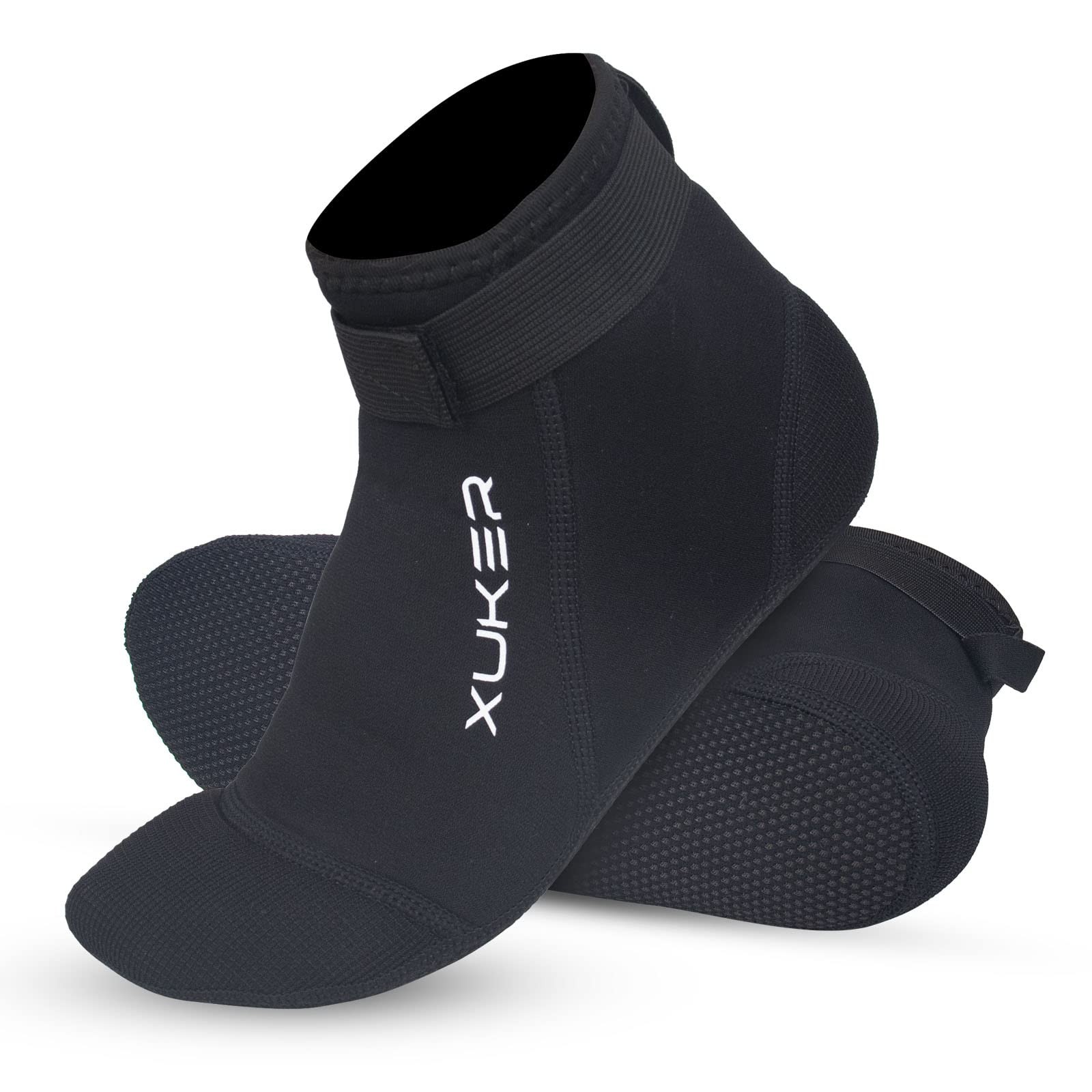 XUKER 3mm Neoprene Water Socks for Beach Volleyball Sand X-Large, Black