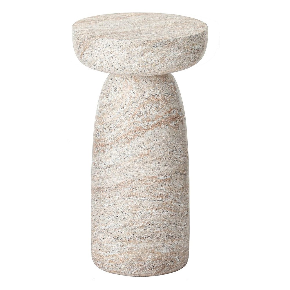 Natural Stone Grain Mushroom Shape Side Table 13 Inch Waterproof Patio End