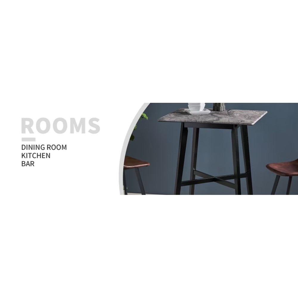 Dining Table Rubberwood Legs Marble Finish High-Pressure Laminate Surface