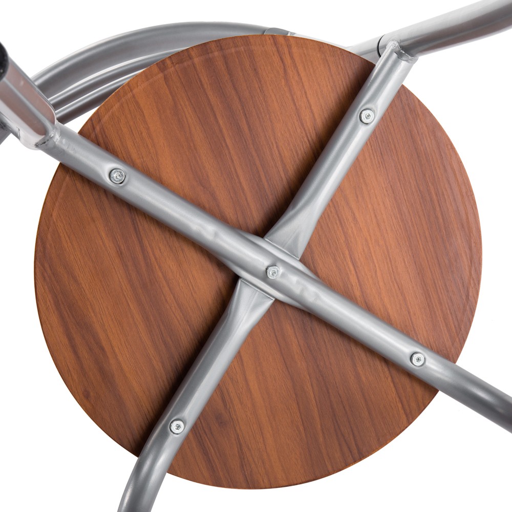 Brown Wood Grain PVC Breakfast Table (One Table and Two Chairs)
