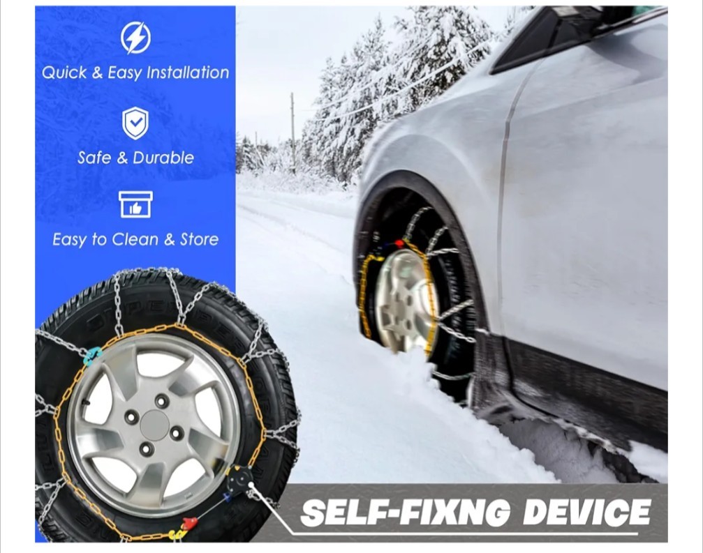 Snow Chains for Car Tires, Auto Fixing 1 Min Quick Easy Installation, HKN-100