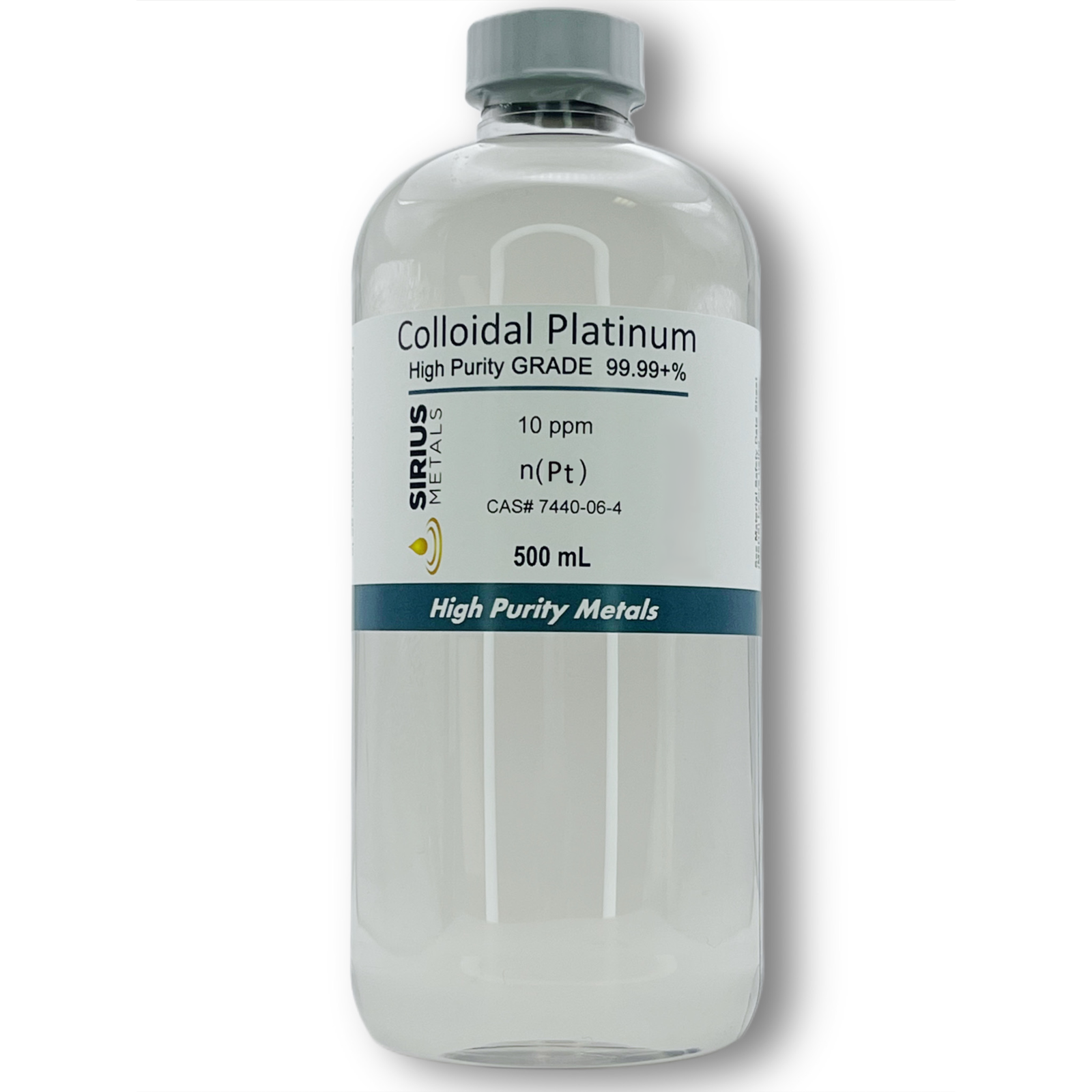 True Colloidal Platinum NanoParticles (PtNPs): 10 ppm - 500 mL in Plastic