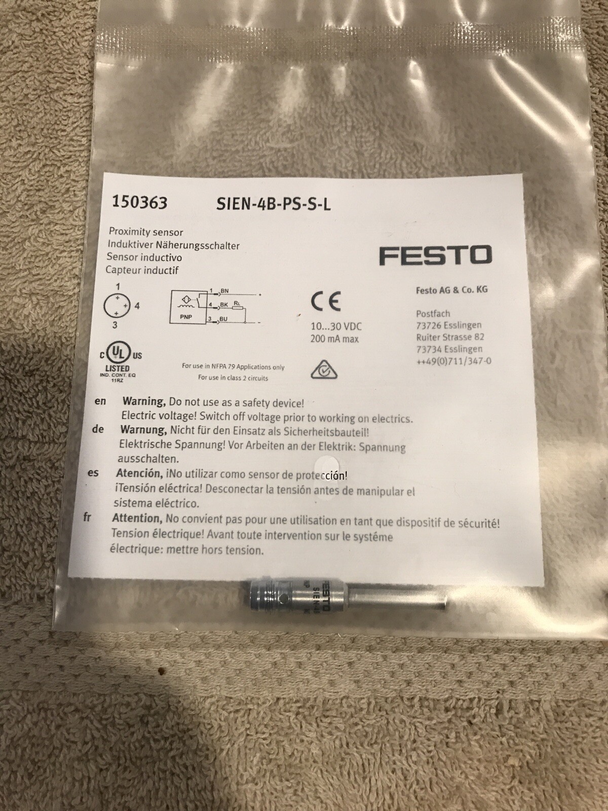 New Festo SIEN-4B-PS-S-L 150363 Proximity Sensor Free Shipping SIEN4BPSSL