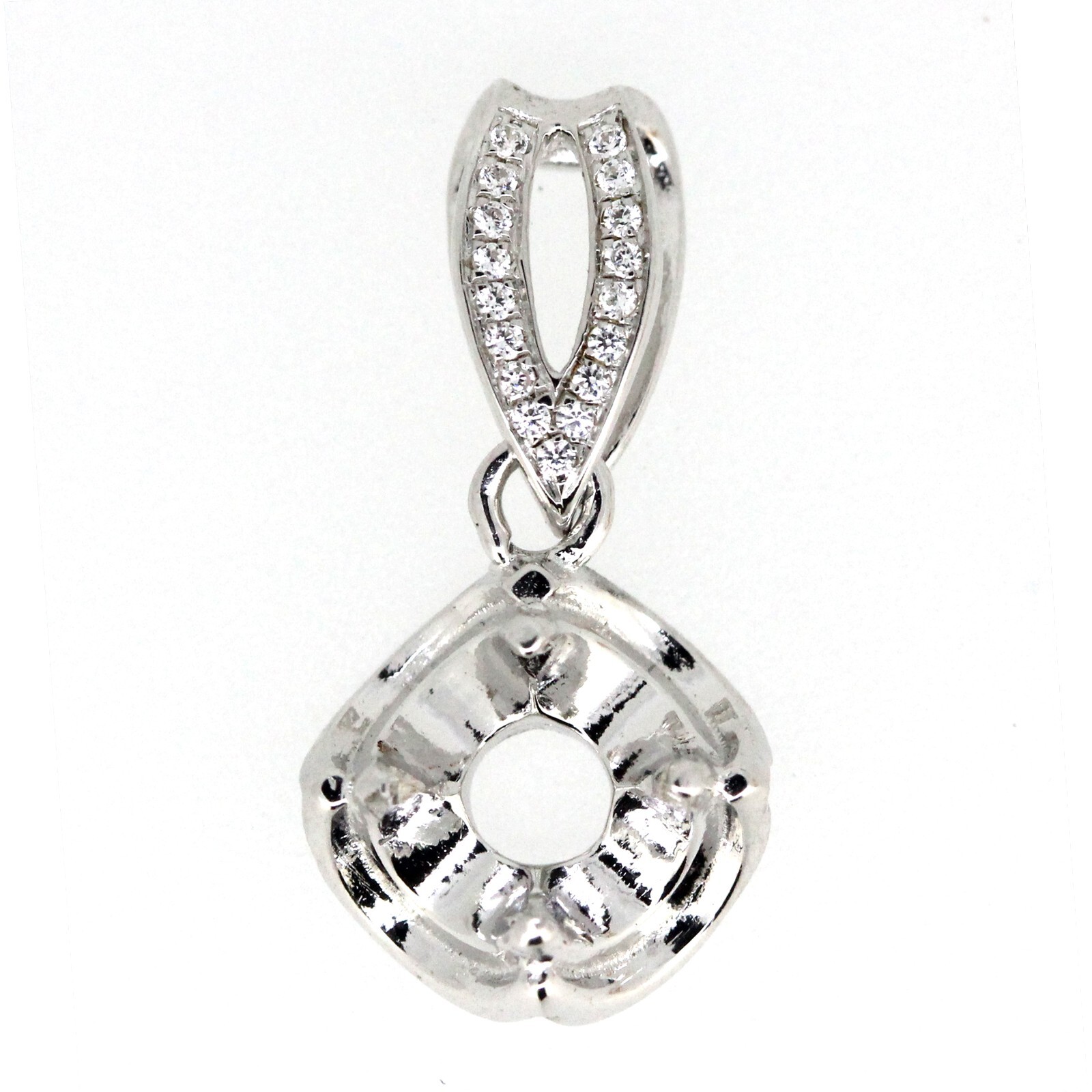 Sterling Silver Semi Mount Pendant Setting Round RD 5x5mm Topaz