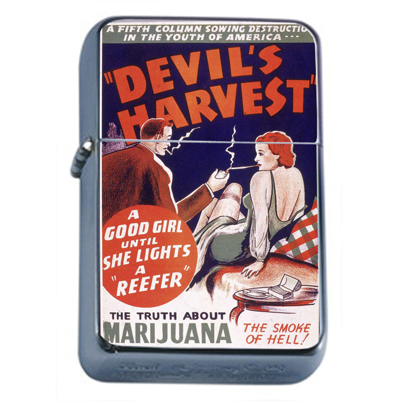 Vintage Poster D304 Flip Top Oil Lighter Wind Resistant Flame Good Girl Reefer